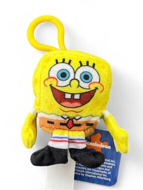 Nickelodeon SpongeBob Plush Clip-On — Bright Yellow with Blue Eyes